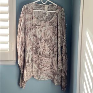 Chico’s poncho style top with asymmetrical hem
